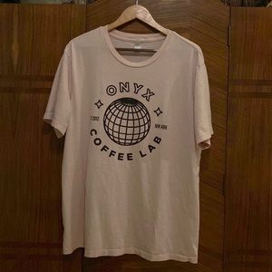 Women’s Pink T-Shirt featuring Onyx Coffee Lab. Size XL. NW ARK